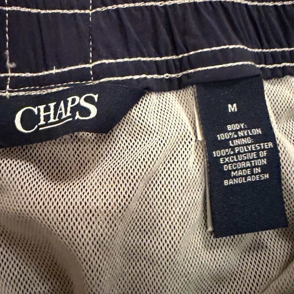 Chaps Ralph Lauren Men Swim Trunks Size M Navy Blue Mesh Line Shorts Vacation